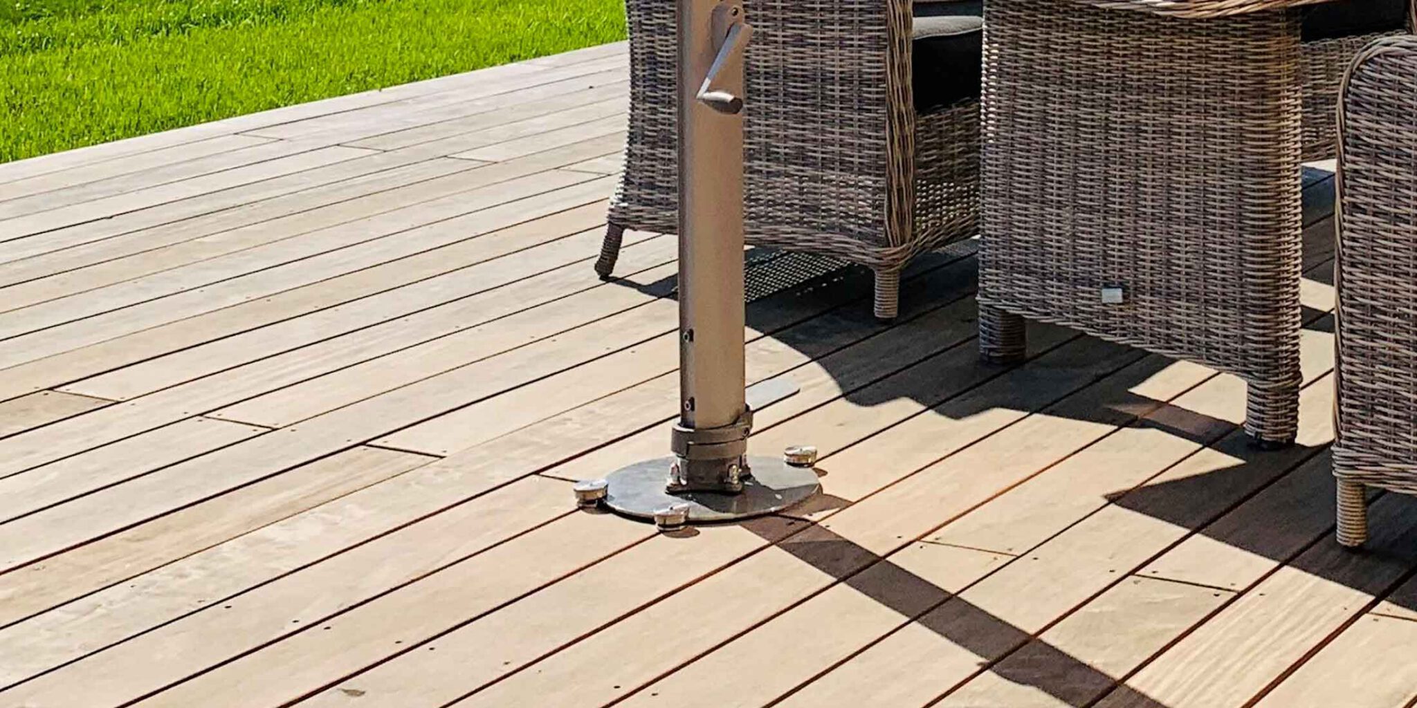 Gallery of parasol bases and furniture for wooden terraces by sonnenanker